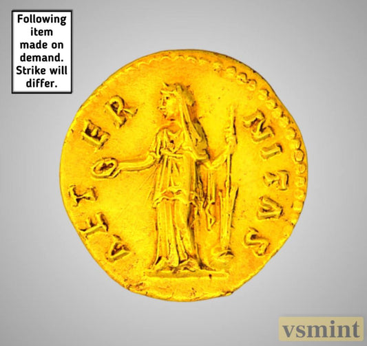 Aureus of Antoninus Pius for Diva Faustina 24K Solid Gold Restrike