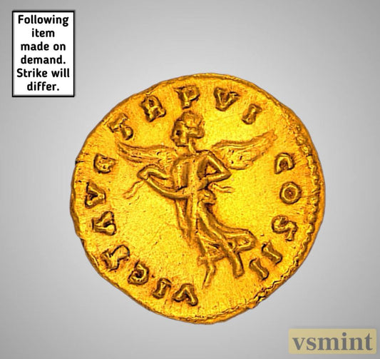 Lucius Verus Aureus, 24 Karat Gold (0.9999) Victoria Flying On Rev Restrike