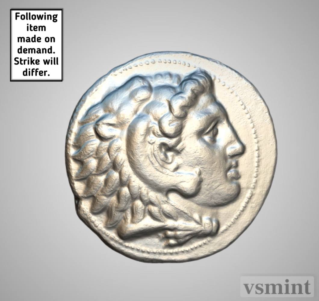 Alexander the Great AR Drachm Ancient Greek High Relief 0.999 Silver Restrike
