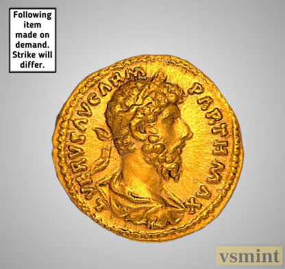 Lucius Verus Aureus, 24 Karat Gold (0.9999) Victoria Flying On Rev Restrike