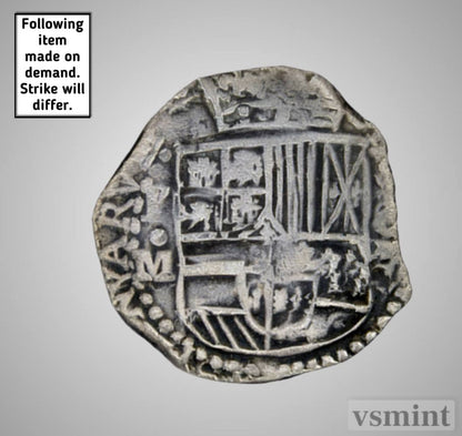 1622 Spanish Mexico 0.999 Silver 8 Reales Colonial Dollar Pirate Cob Restrike