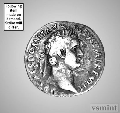 Roman Emperor Domitian 0.999 Silver Denarius Restrike